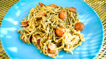 Vegan pasta with pesto
